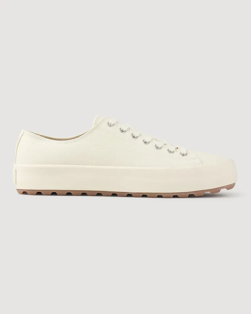 Sandro Niedrige Sneakers aus Leinen Creme-weiß