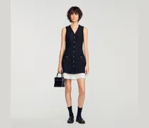 Kurzes zweifarbiges Tweedkleid