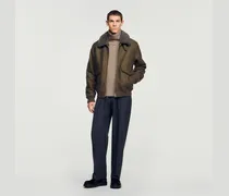 Wollblouson mit abnehmbarem Kragen