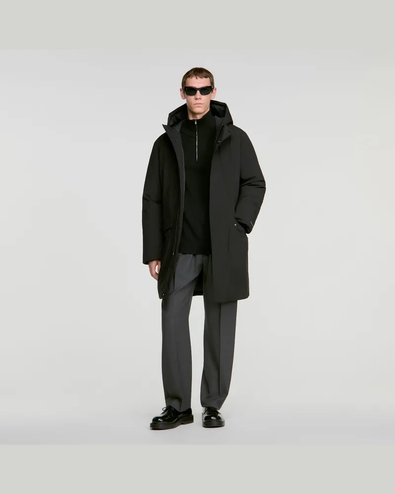 Sandro Kapuzenparka mit Reißverschluss Schwarz
