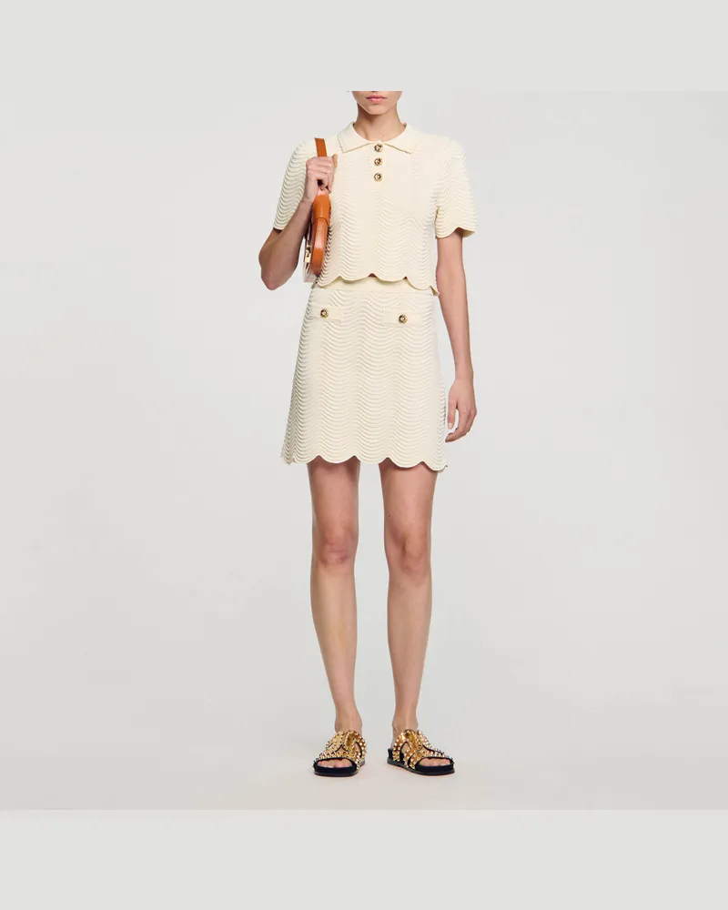 Sandro Kurzer Strickrock Weiß