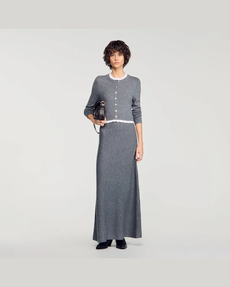 Sandro Langes Kleid im 2-in-1-Look Grau