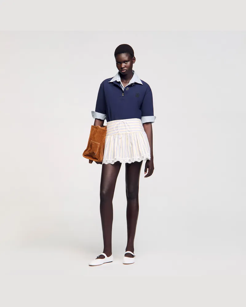 Sandro Gestreifter Skort Ecru