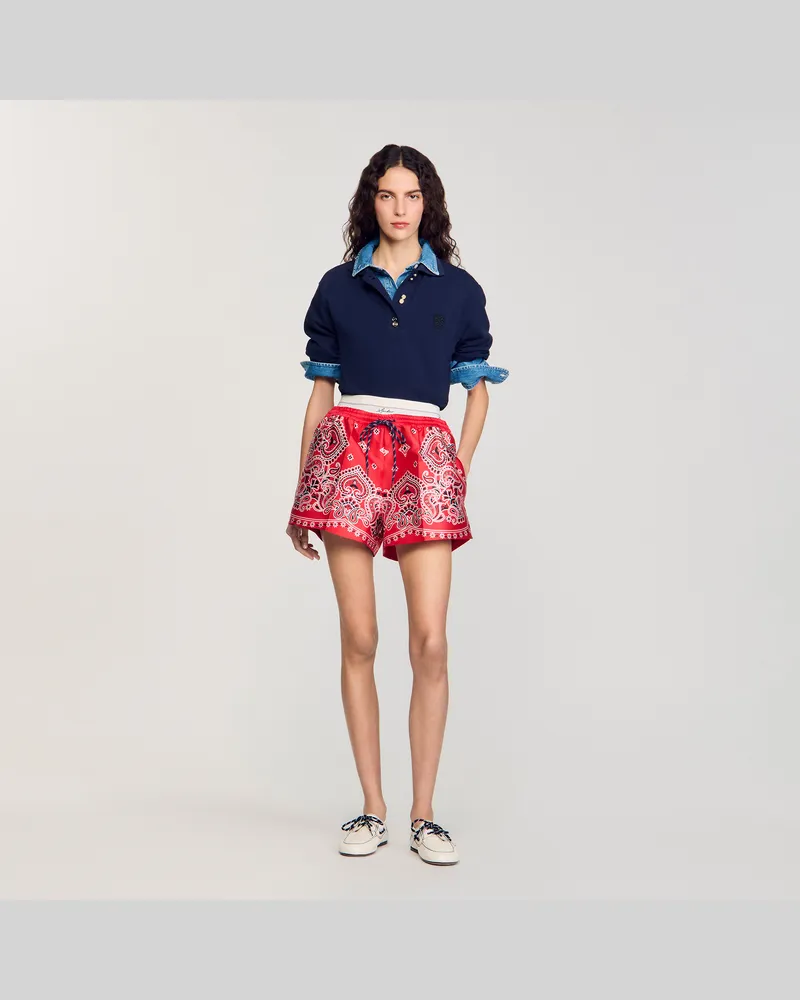 Sandro Shorts mit Bandana-Print Rouge