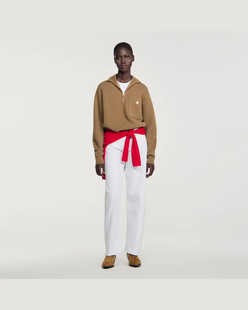 Sandro Pullover aus Wolle und Kaschmir Kamel