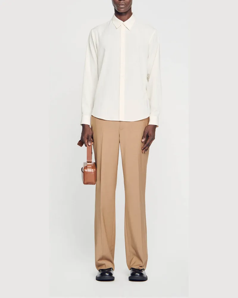 Sandro Fließendes plissiertes Hemd Ecru