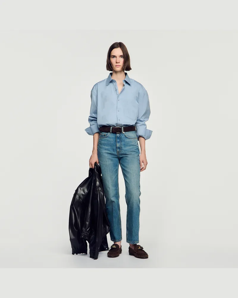 Sandro Oversize-Baumwollhemd Blau-grau