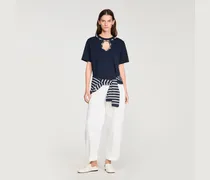 Durchbrochenes T-Shirt mit Strass