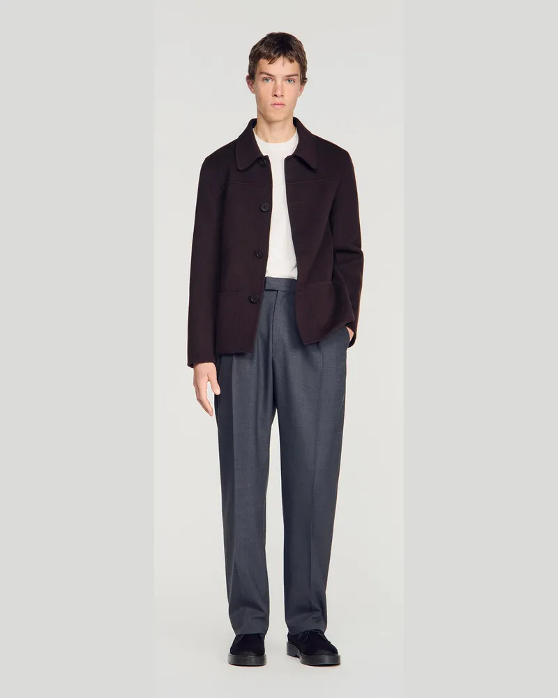 Sandro Worker-Blouson aus Wolle Schokolade