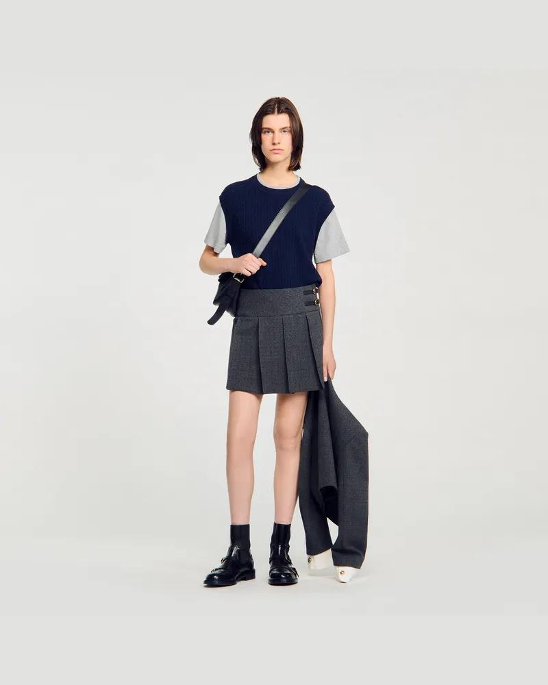 Sandro Strickpullover aus Materialmix Marine