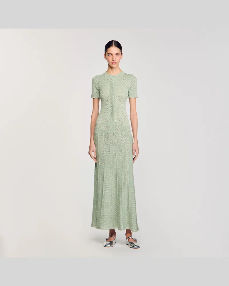 Sandro Langes Strickkleid Mandel-grün