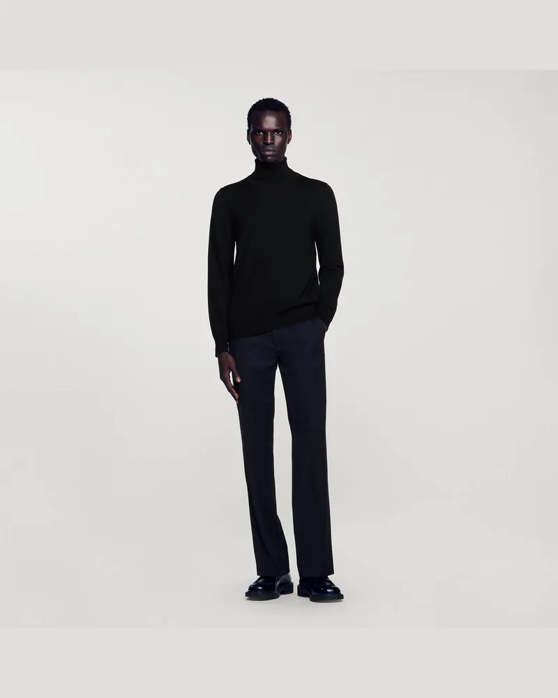Sandro Rollkragenpullover aus Wolle Schwarz