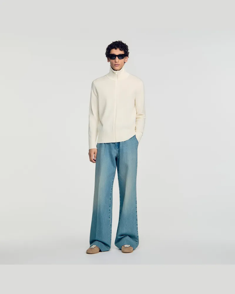 Sandro Wollcardigan mit Reißverschluss Butter