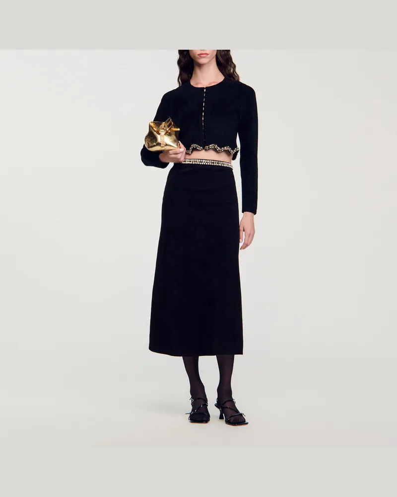 Sandro Kurzer Rock mit Strass Schwarz