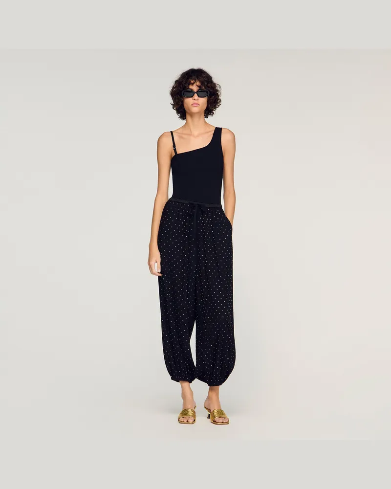 Sandro Weite Hose mit Strass Schwarz