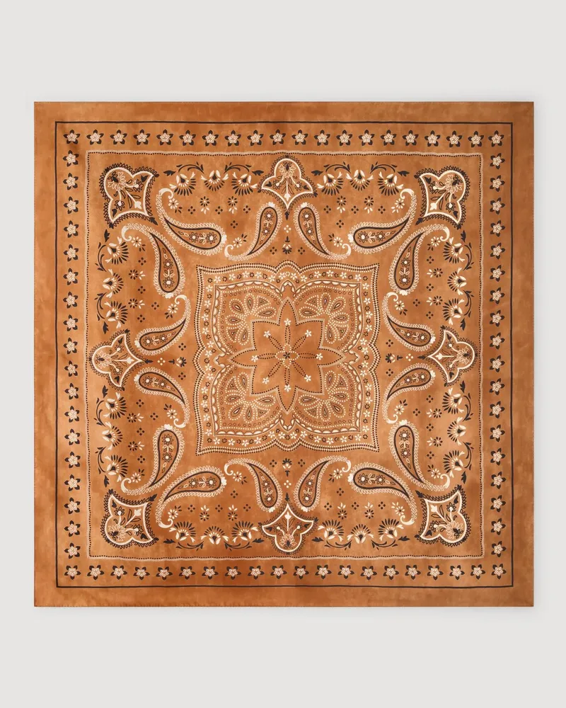 Sandro Seidenhalstuch mit Bandana-Muster Braun