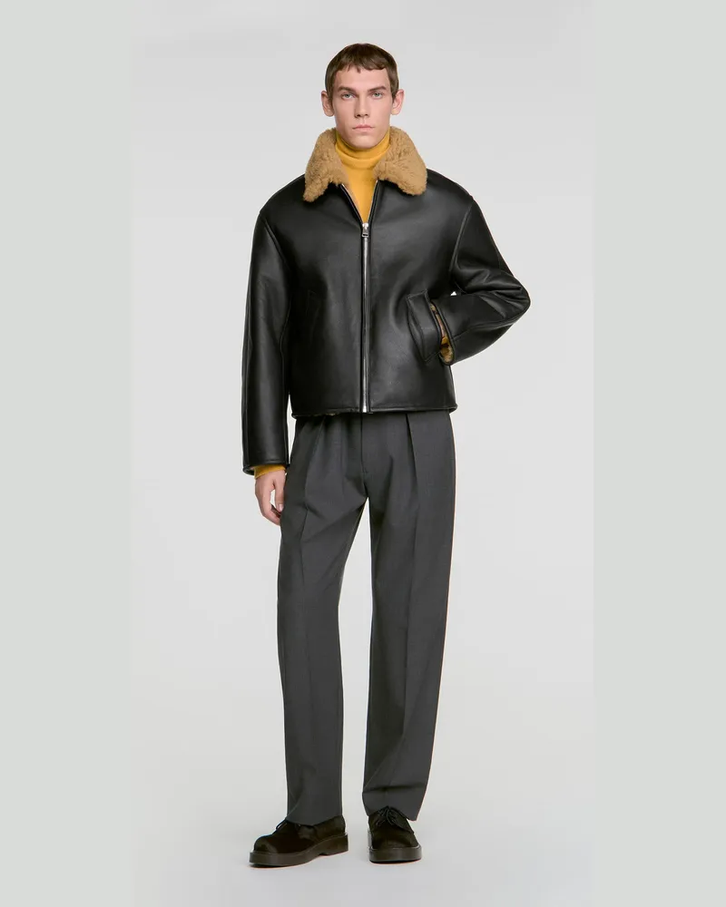 Sandro Blouson aus Lammfell Schwarz