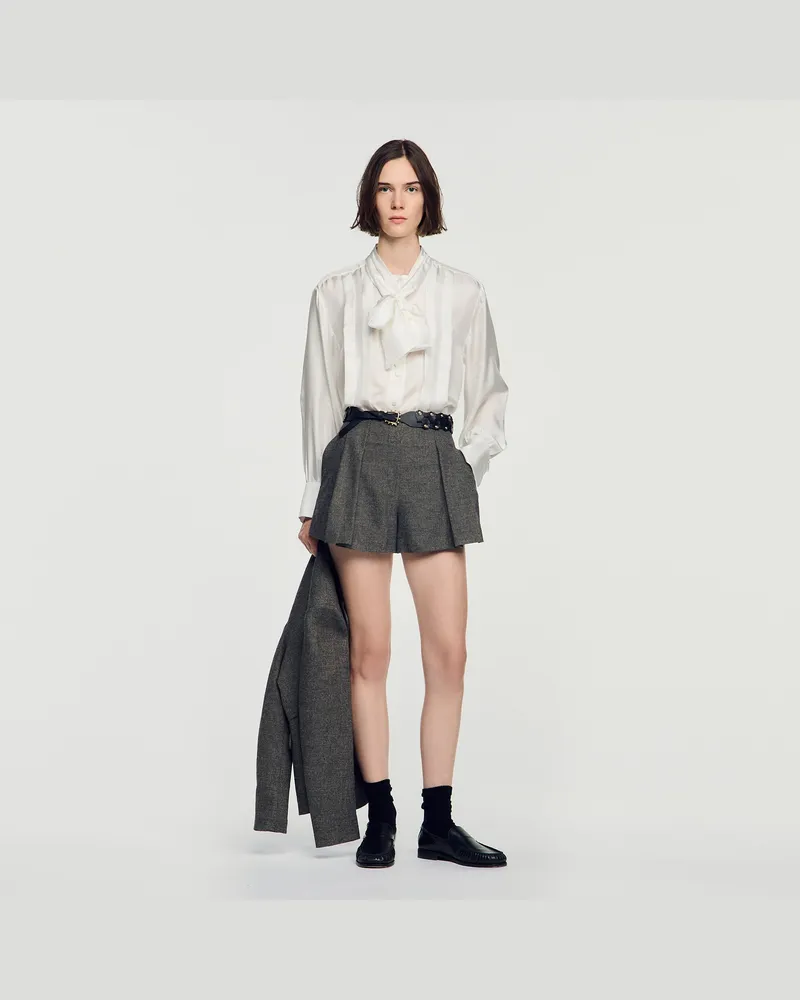 Sandro Wollshorts mit Hahnentrittmuster Grau
