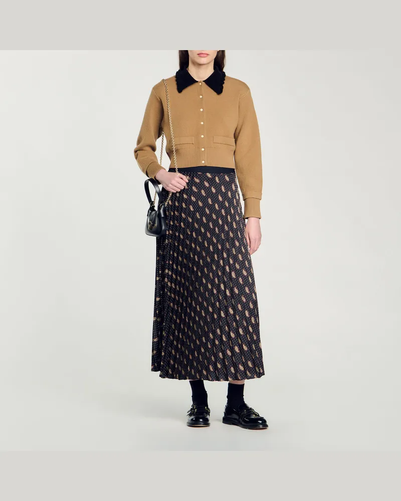 Sandro Langer Rock mit Kaschmirdruckmuster Moutarde