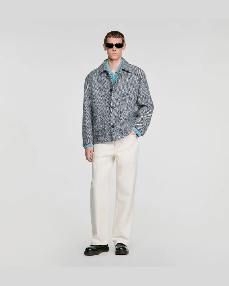 Sandro Melierter Worker-Blouson Marine