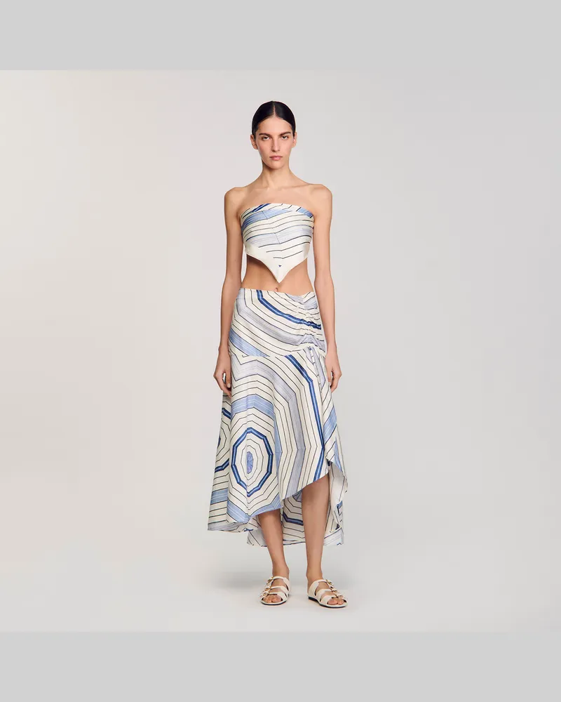 Sandro Langer Rock mit Spiralendruckmuster Himmel-blau