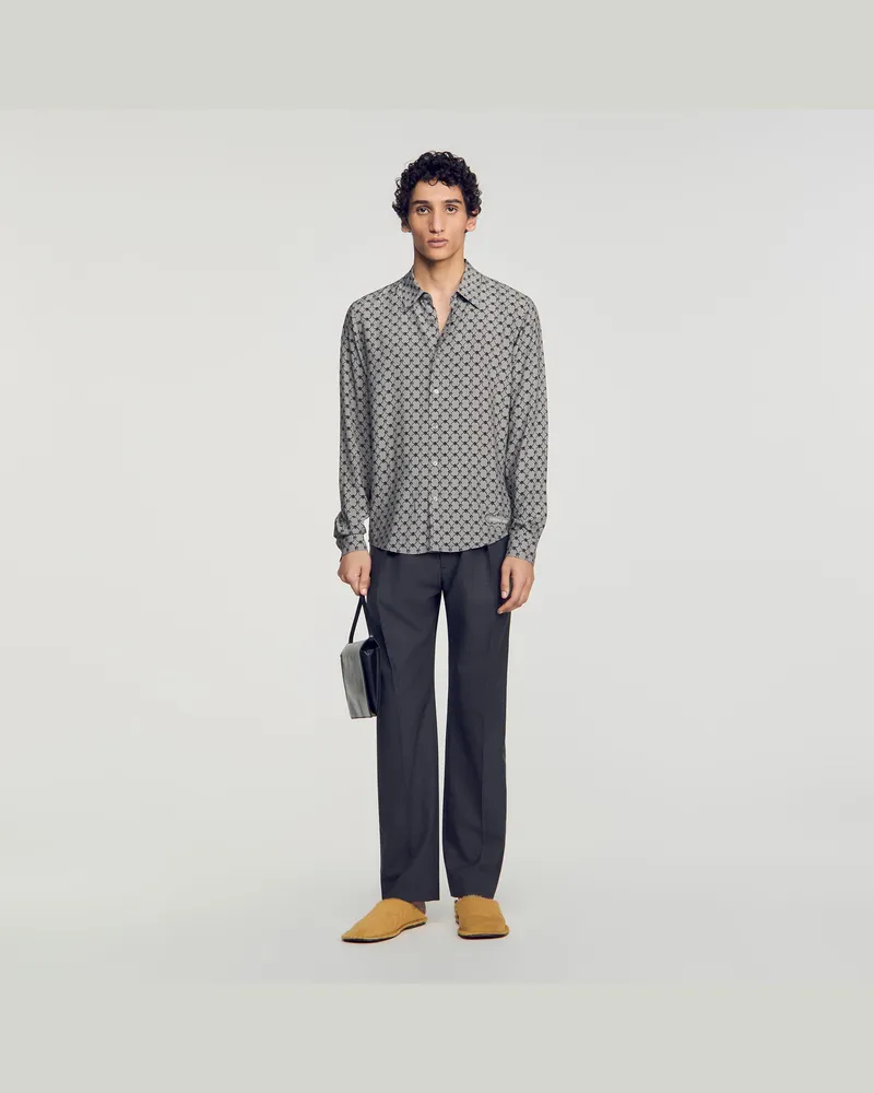 Sandro Hemd mit Ketten-Print Grau