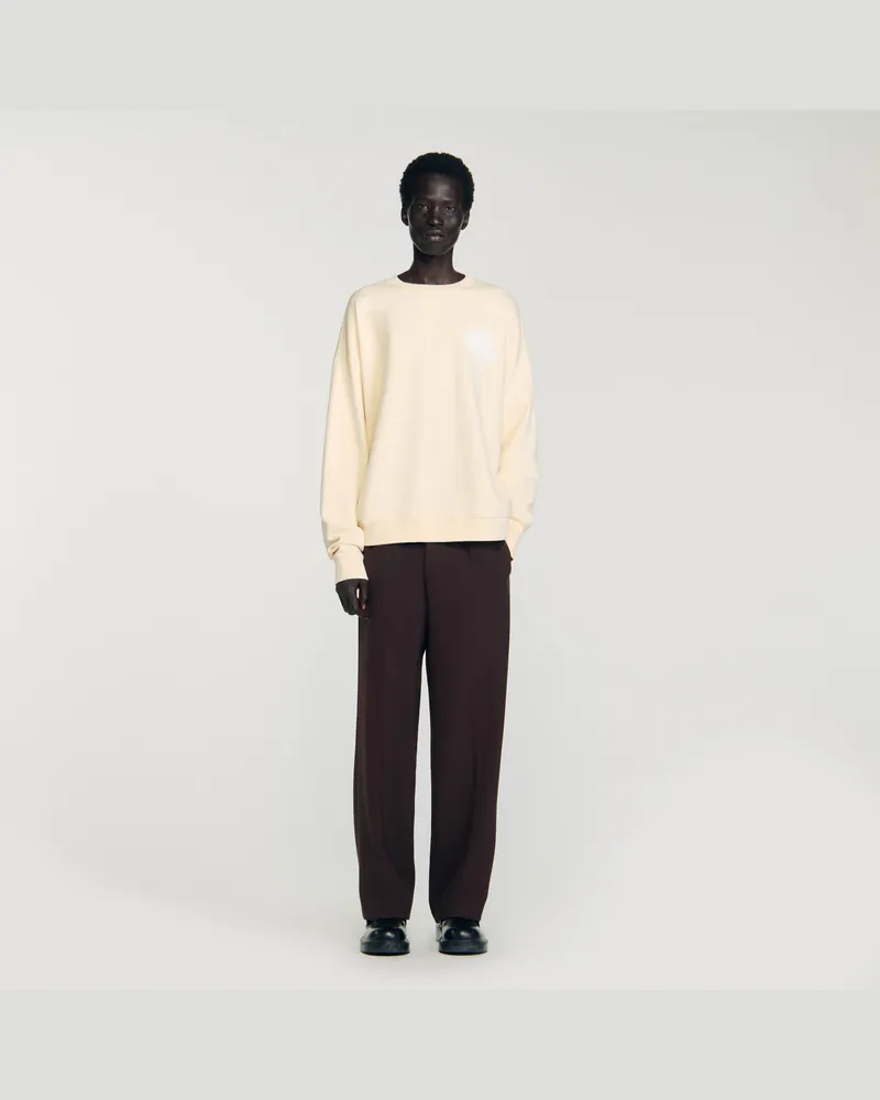 Sandro Sweatshirt mit Blumen-Patch Butter