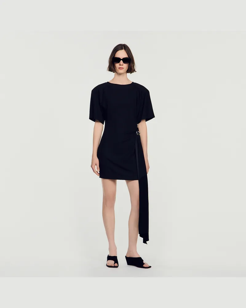 Sandro Kurzes drapiertes Kleid Schwarz