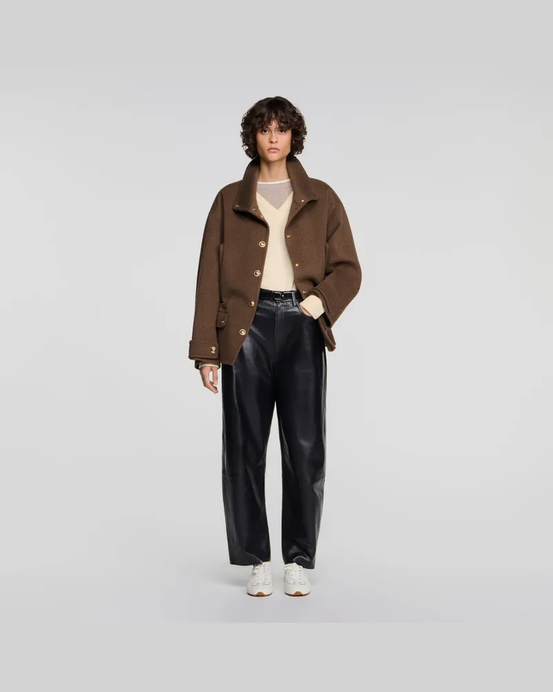 Sandro Doubleface-Mantel mit Stehkragen Khaki