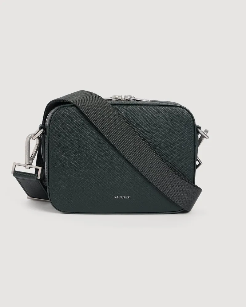 Sandro Kleine Logotasche aus Leder Grün