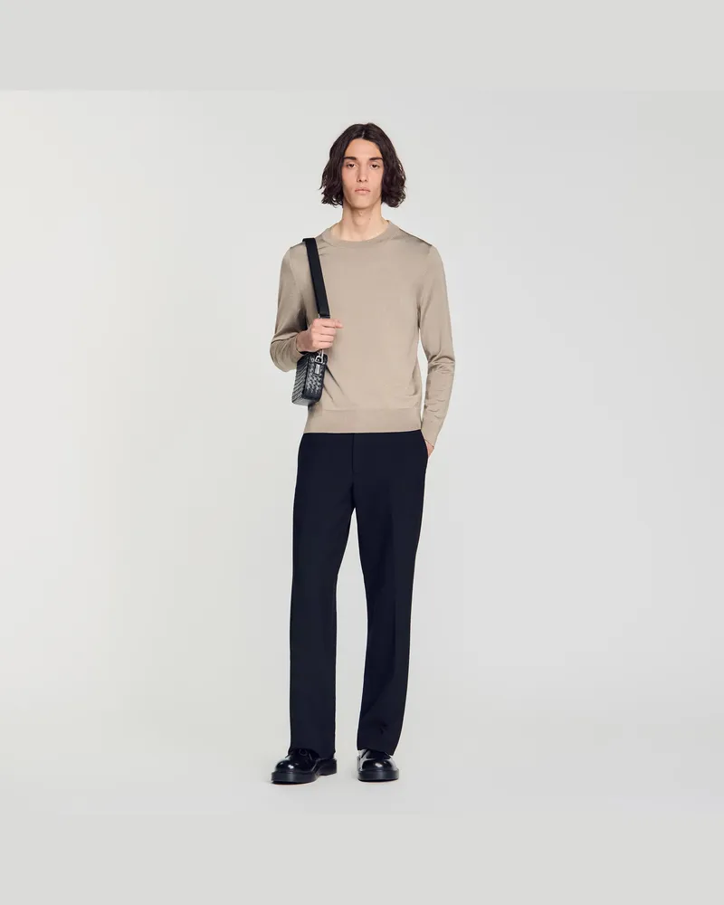 Sandro Feinstrickpullover Taupe
