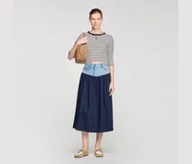 Streifen-T-Shirt mit Perlenkragen