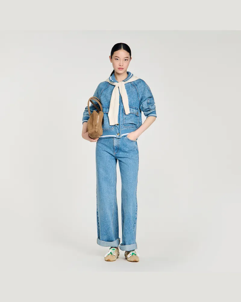 Sandro Weite, gerade Washed-Jeans Jeansblau
