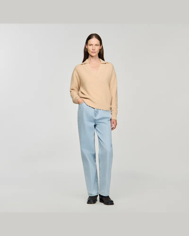 Sandro Pullover mit Polokragen Beige