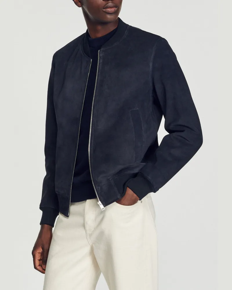 Sandro Jacke aus zertifiziertem Leder Marine