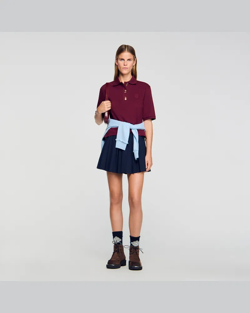 Sandro Poloshirt mit Zierknöpfen Bordeaux