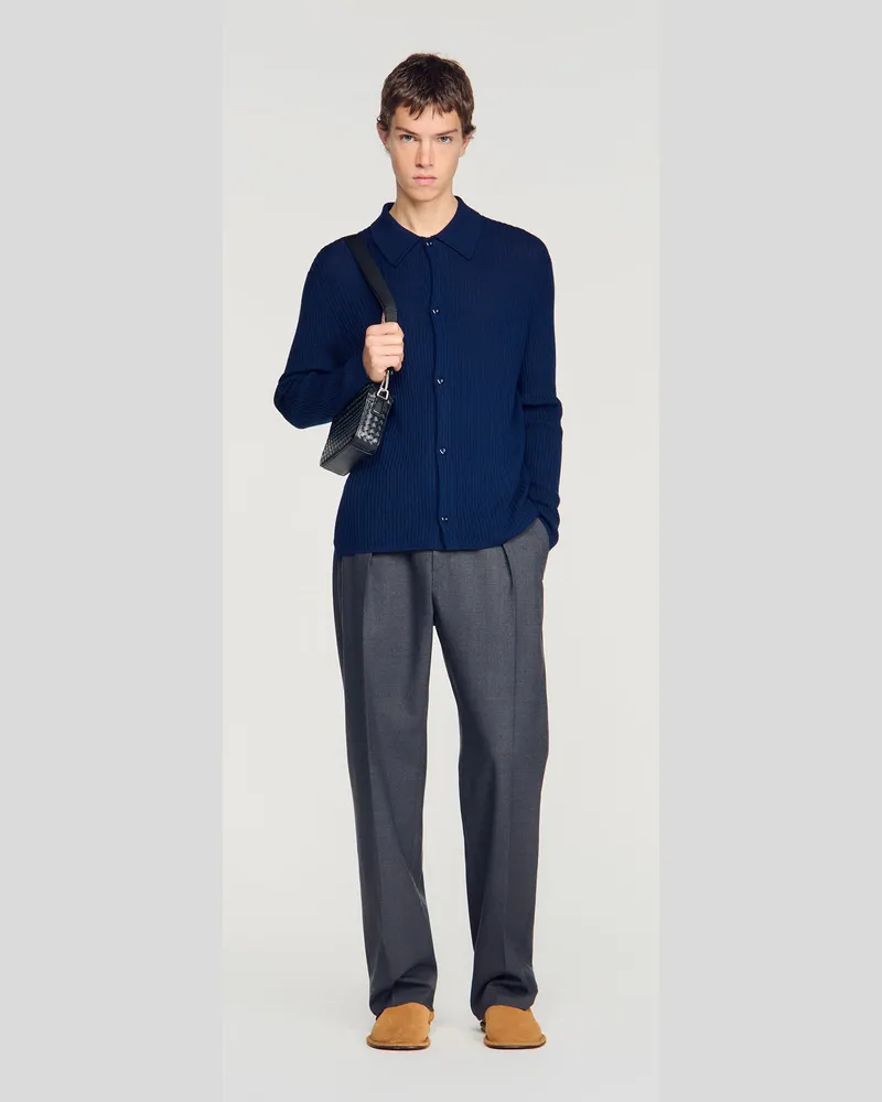 Sandro Hemd aus Rippstrick Bleu
