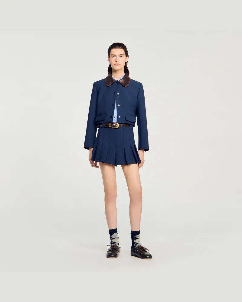 Sandro Shorts mit Falten Marine