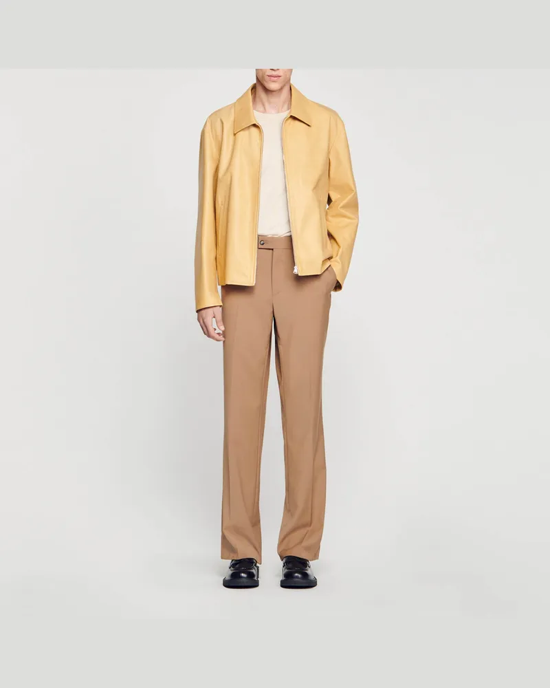 Sandro Lederjacke Vanille