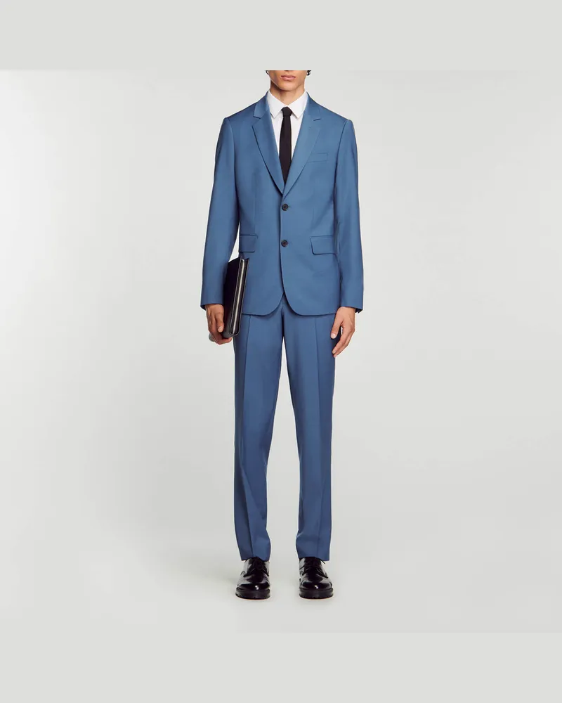 Sandro Anzugjacke aus Wolle Blau