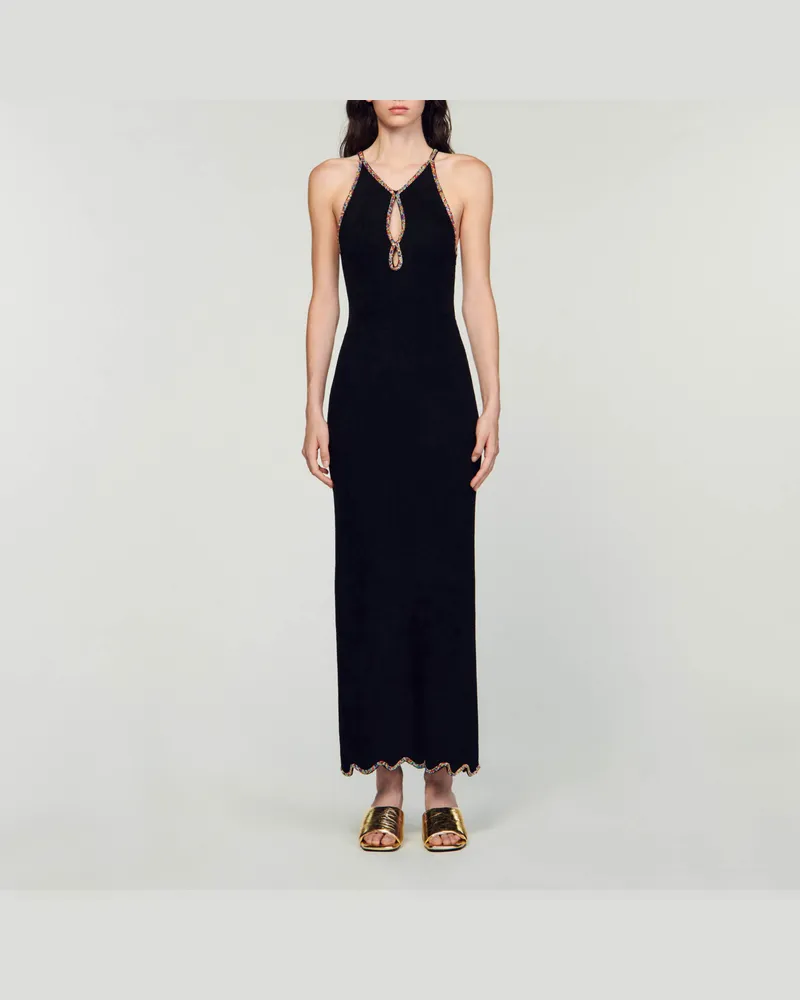 Sandro Langes Kleid ohne Ärmel Schwarz