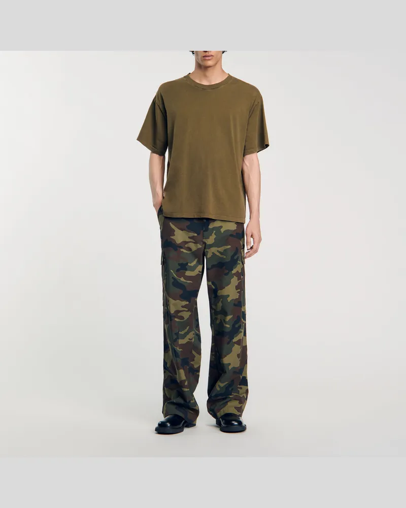 Sandro T-Shirt mit verwaschener Optik Khaki