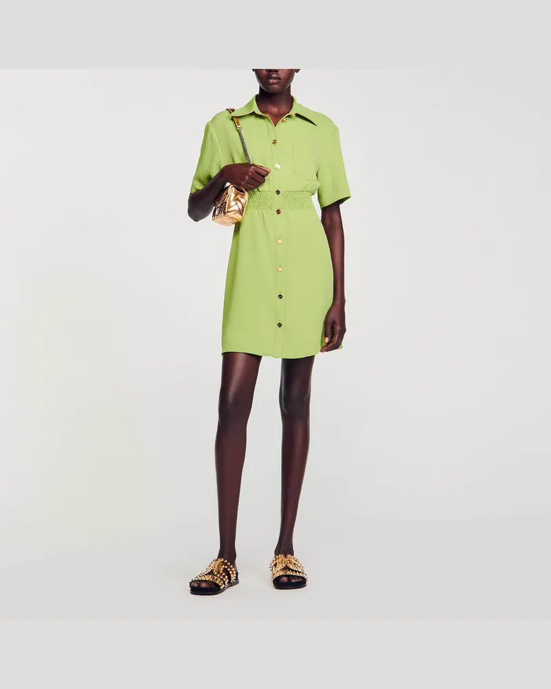 Sandro Kurzes geknöpftes Kleid Olive
