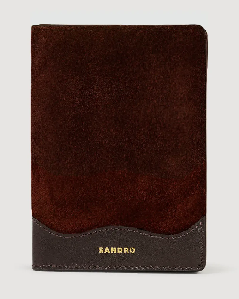 Sandro Passhülle aus Leder und Velours Mahogany