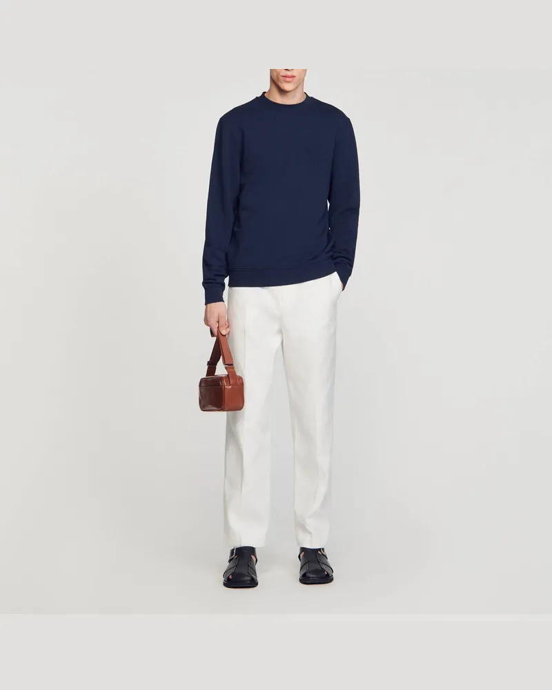 Sandro Sweatshirt mit Blume aus Baumwolle Marine