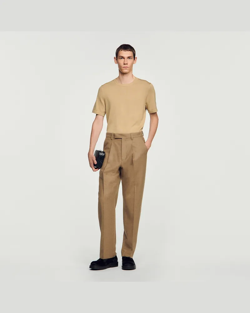 Sandro Weite Anzughose aus Wolle Beige