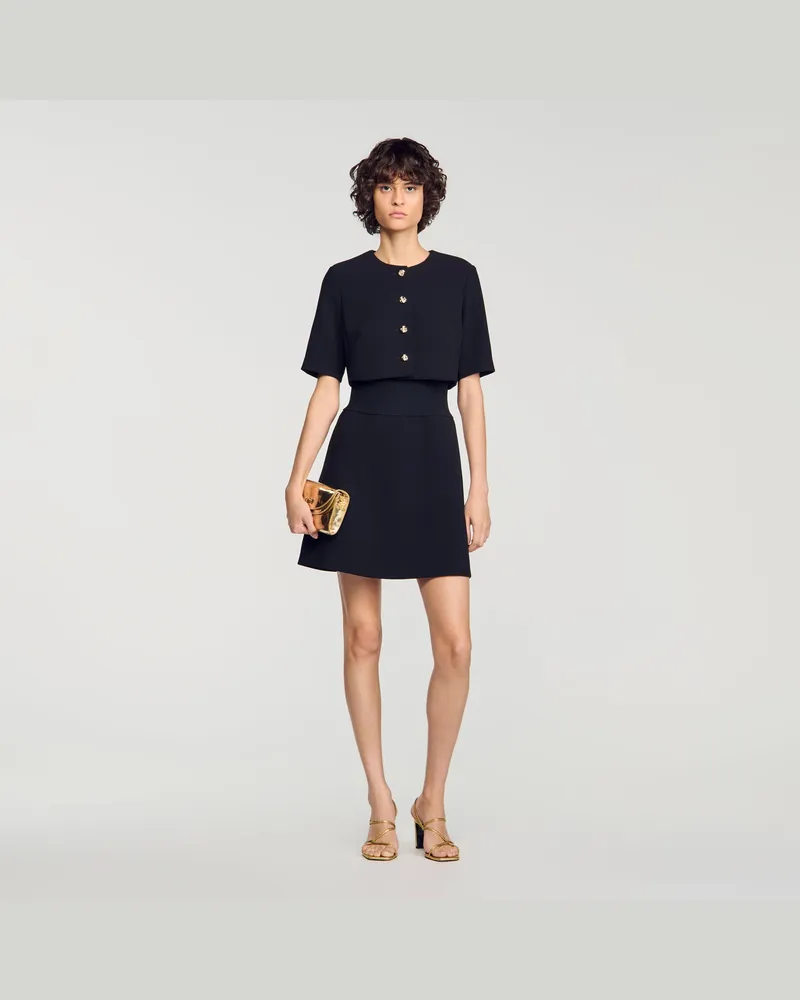 Sandro Kurzes Kleid im 2-in-1-Look Schwarz