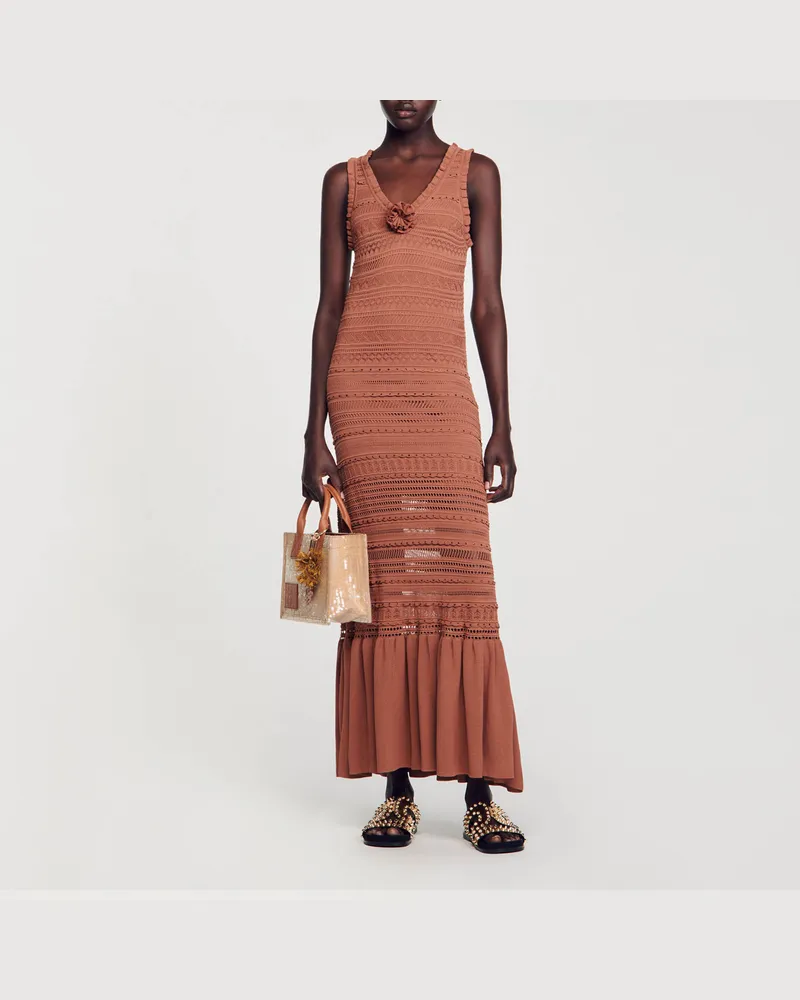 Sandro Langes Strickkleid Braun