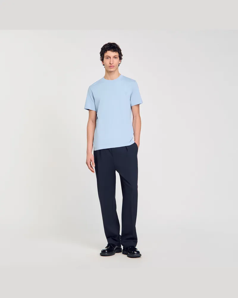 Sandro T-Shirt aus Baumwolle Himmel