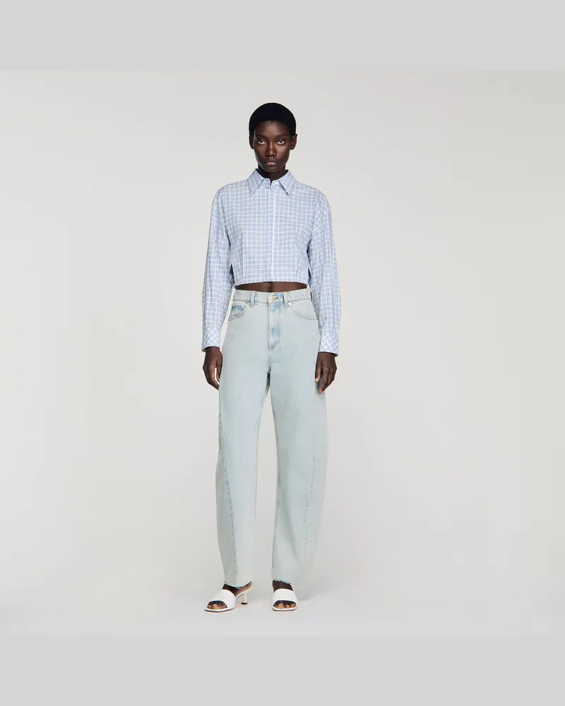 Sandro Washed Barrel-Jeans aus Baumwolle Himmel-blau